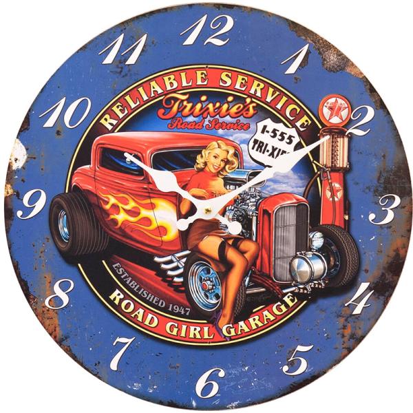 掛時計 アンティーク MDFクロック（Road Girl GARAGE ロードガール　ガレージ）ウォ...