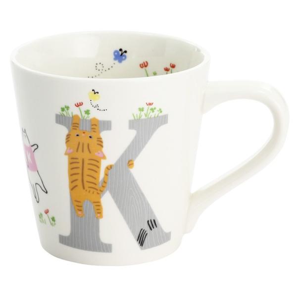 猫アルファベットマグカップ「K」 ギフト プレゼント イニシャルマグ