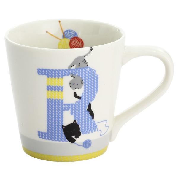 猫アルファベットマグカップ「R」 ギフト プレゼント イニシャルマグ