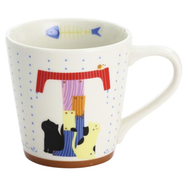 猫アルファベットマグカップ「T」 ギフト プレゼント イニシャルマグ