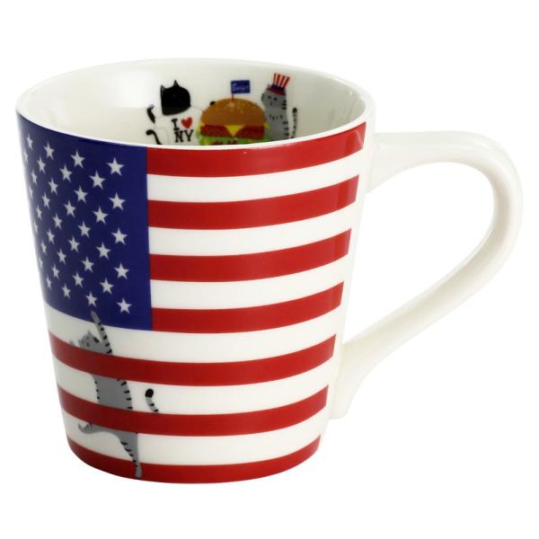猫国旗マグカップ USA（アメリカ） ギフト プレゼント