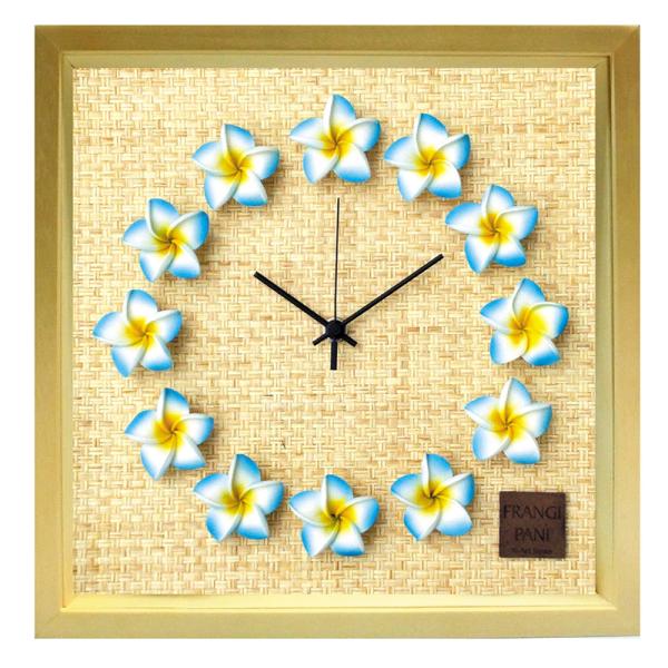 FrangiPani Clock2（フレームカラー：ナチュラル）（プルメリア：ブルー）人気のプルメリ...