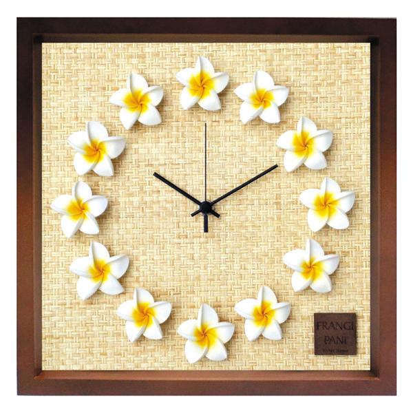 FrangiPani Clock2（フレームカラー：ブラウン）（プルメリア：イエロー）人気のプルメリ...