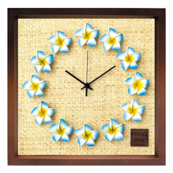 FrangiPani Clock2（フレームカラー：ブラウン）（プルメリア：ブルー）人気のプルメリア...