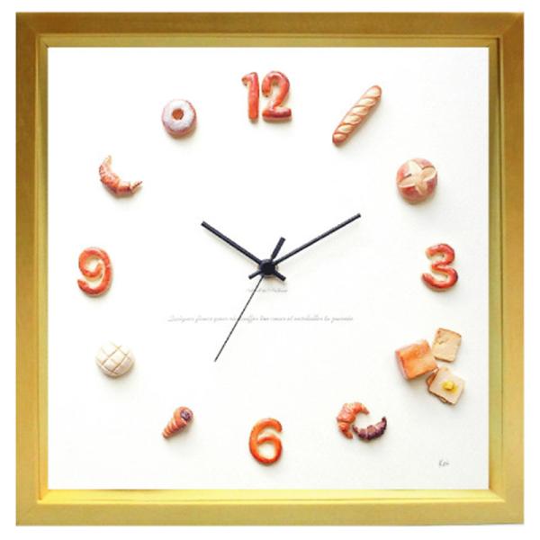 パン屋さん、カフェ、パン好きさん必見 かわいいパンの掛時計 Horloge du pain ナチュラ...