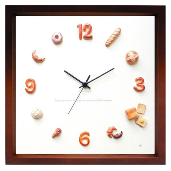 パン屋さん、カフェ、パン好きさん必見 かわいいパンの掛時計 Horloge du pain ブラウン...