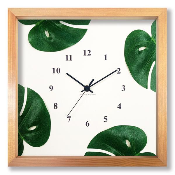 Monstera Clock モンステラクロック（フレームカラー：ナチュラル）アジアン・ハワイアンの...