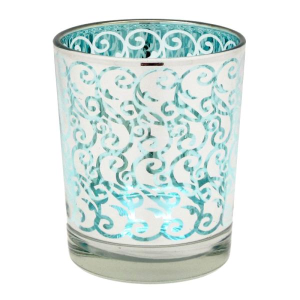 シルエット柄キャンドルホルダー ブルー 青（キャンドルスタンド）