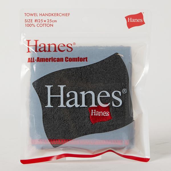 Hanes(ヘインズ) フラッグロゴ刺繍タオルハンカチ(グレー)