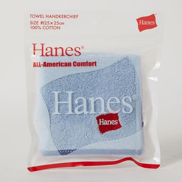 Hanes(ヘインズ) フラッグロゴ刺繍タオルハンカチ(サックス)