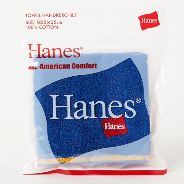 Hanes(ヘインズ) フラッグロゴ刺繍タオルハンカチ(ブルー)