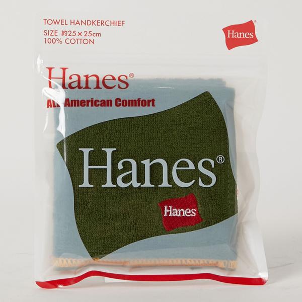 Hanes(ヘインズ) フラッグロゴ刺繍タオルハンカチ(カーキ)