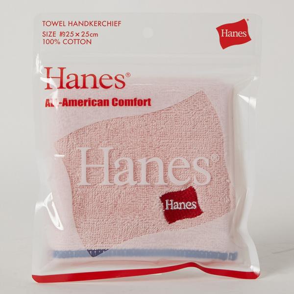 Hanes(ヘインズ) フラッグロゴ刺繍タオルハンカチ(ピンク)