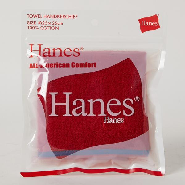 Hanes(ヘインズ) フラッグロゴ刺繍タオルハンカチ(レッド)