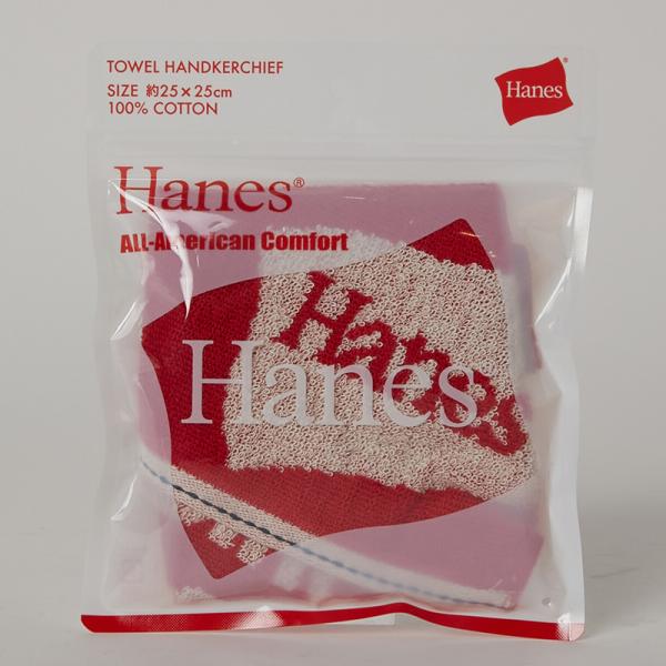 Hanes（ヘインズ）フラッグロゴジャガード タオルハンカチ（パッケージ入り）（レッド）