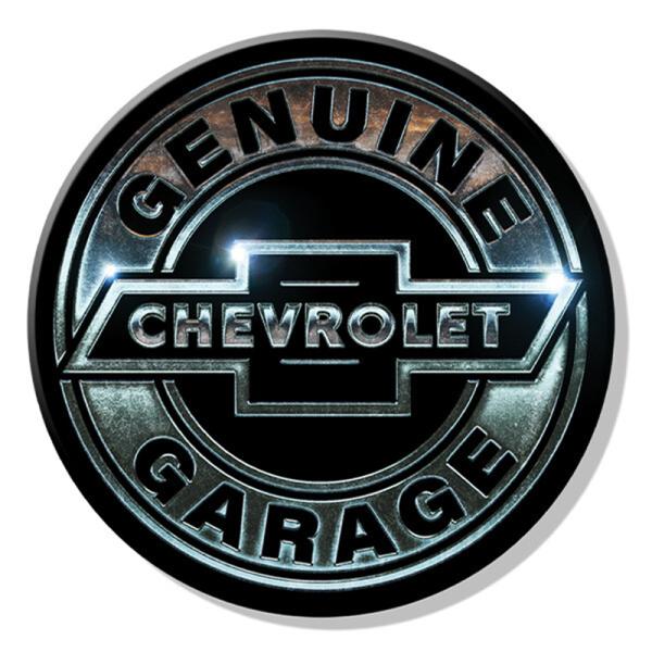 テクスチャード マグネット CHEVROLET GARAGE ROUND（シボレー）メタル風