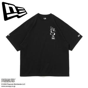 ニューエラ 半袖 オーバーサイズド コットン Tシャツ PEANUTS ピーナッツ スヌーピー ウッドストック 野球 ブラック NEW ERA 14124666｜pmsports