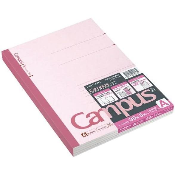 コクヨ キャンパスノート A罫 普通横罫 セミB5 罫幅7mm 30枚 5冊パック ノ-3ANX5 ...