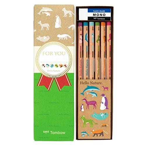 送料無料一部地域除くトンボ鉛筆 鉛筆 ハローネイチャーHelloNature 6柄 ギフトセット M...