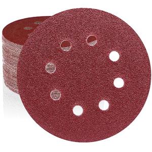 HWXINIE ディスクペーパー 125mm #120番 ランダムサンダー ペーパー 8穴 丸型 サンディングディスク マジック式,電動サンダー用サンドペーパー（50枚
