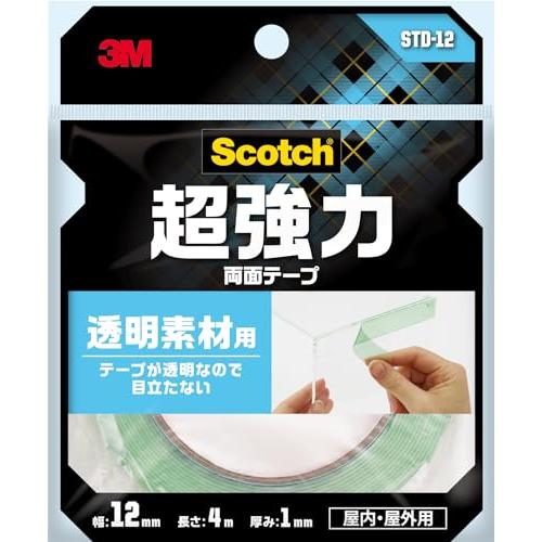 3M 両面テープ 超強力 透明 素材用 幅12mm 長さ4ｍ スコッチ STD-12 セミロング