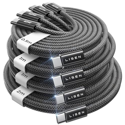 LISEN USB C &amp; USB C ケーブル 急速充電【60W/4本】Type-c ケーブル タ...