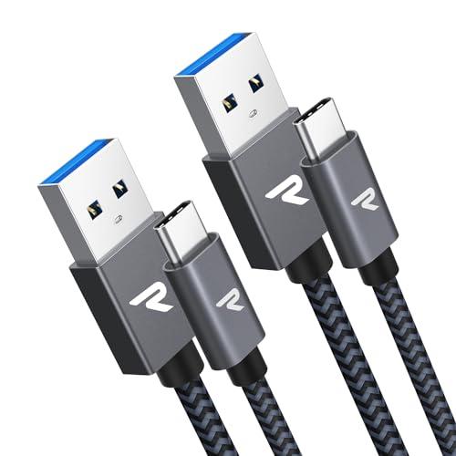 RAMPOW usb c ケーブル【1m+1m 2本/黒】タイプc ケーブル 急速充電 QuickC...