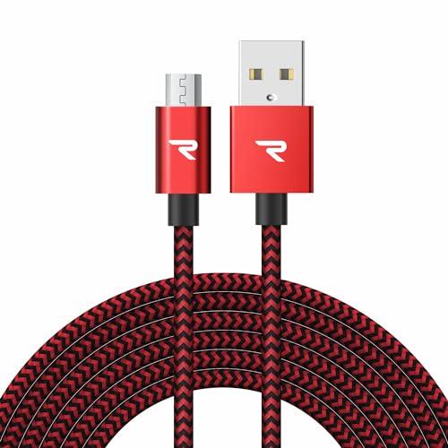 Rampow Micro USB ケーブル【3M/赤】 2.4A急速充電ケーブル 高速データ転送対応...