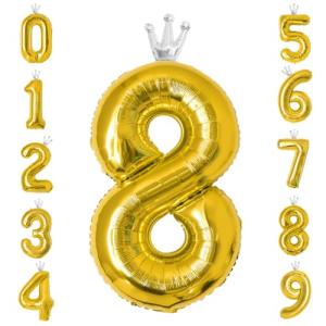 GRESATEK バルーン 数字 風船 誕生日 40インチ 大きい ナンバー8 バースデーバルーン 王冠付き クラウン 飾り付け 結婚式 パーティー 記念日 ウェデ