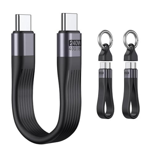 VAFOTON 240W USB4.0対応 USB Cケーブル（2本セット）13cm 超短 鍵付き ...