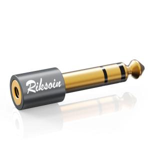 3.5mm ⇒ 6.35mm 変換 プラグ RIKSOIN (1個) ステレオミニプラグ (メス) ⇒ ステレオ標準プラグ (オス) イヤホ