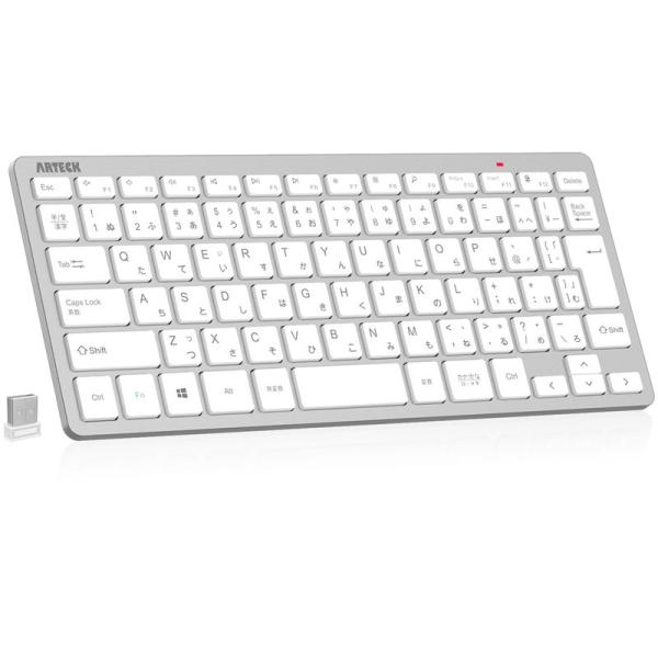 Arteck 2.4Gワイヤレスキーボード 無線 軽量 コンパクトメディア機能 ホットキー ショート...