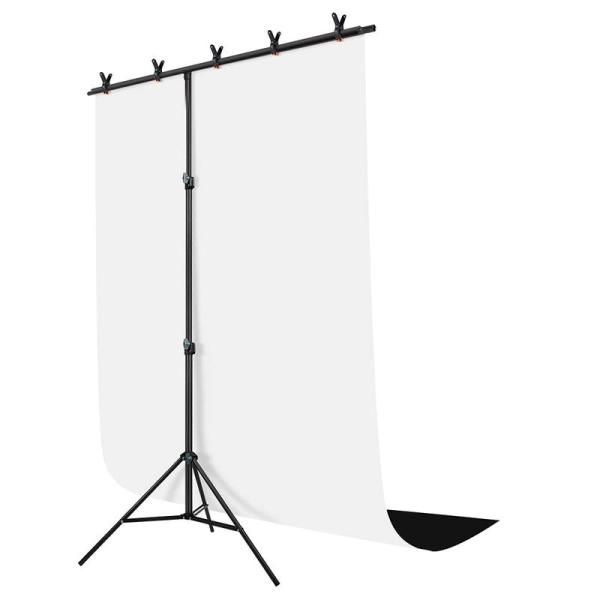 Hemmotop 背景布 背景スタンド 150x200cm 黒い布 白い布 強力クリップ付 80-2...