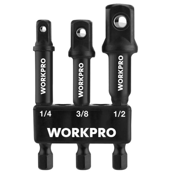 WORKPRO インパクトグレードソケットアダプターセット 3本組 延長ビット 差込角6.35mm ...