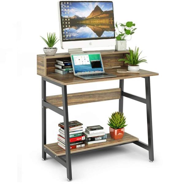 DEWEL パソコンデスク 机 テレワーク用 モニタースタンド付き 幅80cm 高さ90cm 耐荷重...