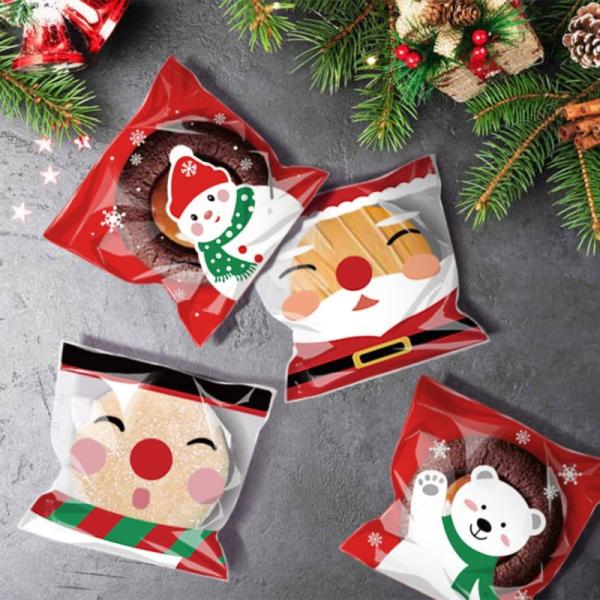 Lanito クリスマスラッピングバッグ OPP袋 100個 ラッピング袋 透明 お菓子袋 個包装袋...