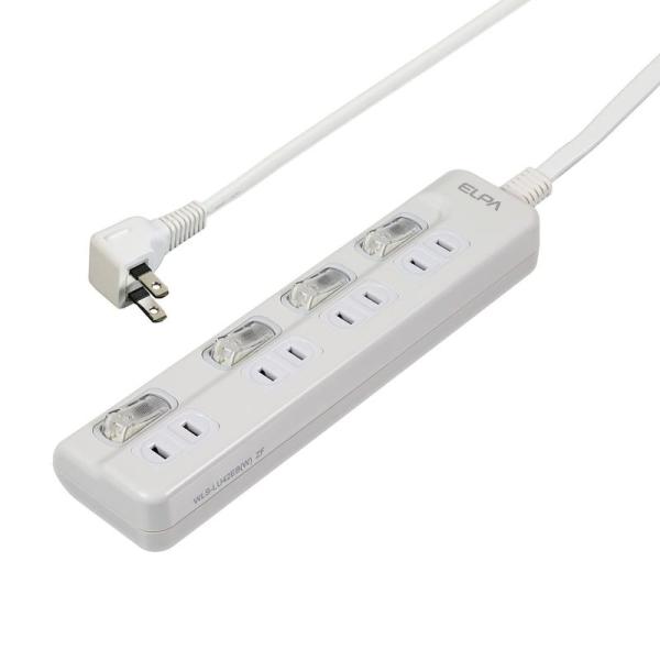エルパ (ELPA) LEDランプスイッチ付タップ 電源タップ 延長コード 125V 2m 4個口 ...