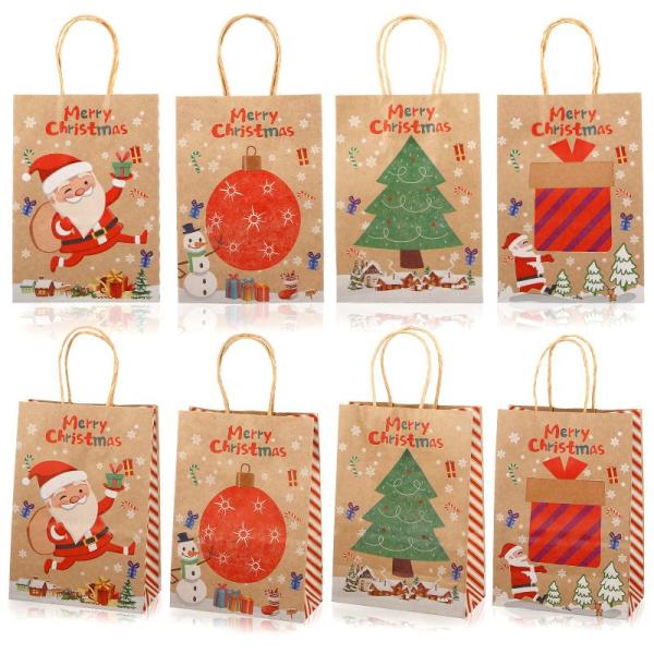 LEMESO クリスマス ラッピング 袋 紙袋 12枚セット マチあり 角底袋 小 手提げ袋 ギフト...