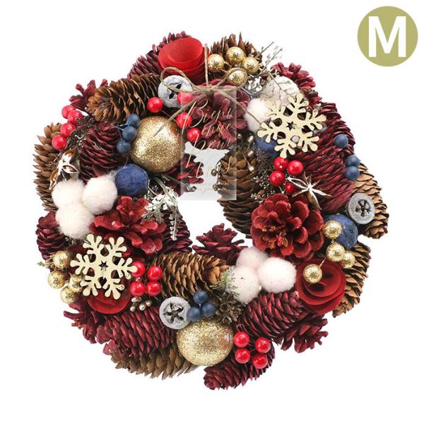 リース フラワーリース 冬 クリスマス CMナチュラルリース M スノーウィーレッド