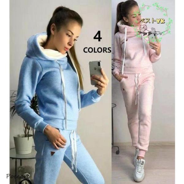 冬新作 セットアップ レディース スウェット フード付き ジャージセット 上下セット スポーツウェア...