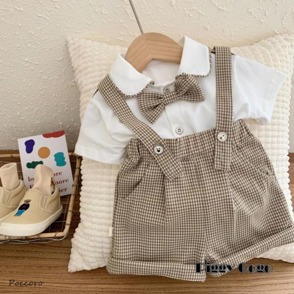 お宮参り 赤ちゃん 夏 ベビー服 入園式 スーツ 半袖 ハーフパンツ 73 80 90 100 男の...