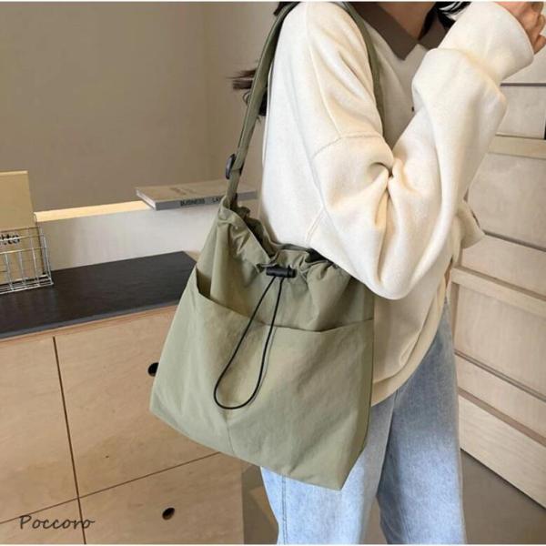 春新作ショルダーバッグ レディース 斜め掛けバック ナイロンバック かばん 巾着バッグ ドローストリ...