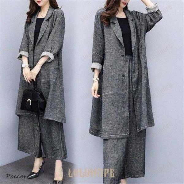 セットアップ レディース 秋冬 ワイドパンツ 2点セット 秋コーデ ゆったり 体型カバー ロングシャ...