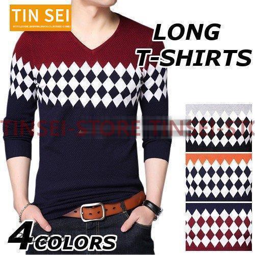 長袖Tシャツ メンズ 長袖 ブランド 無地 柄 ロングTシャツ ロンT セーター おしゃれ トップス...