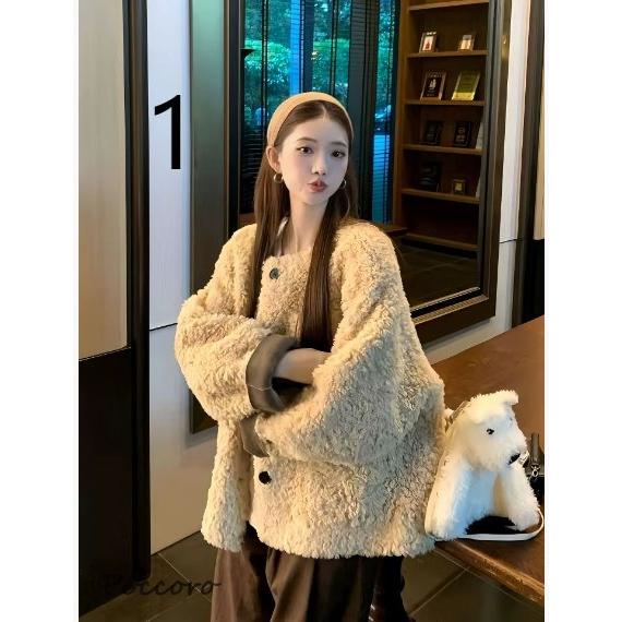 ボアブルゾン ボアジャケット レディース 羽織 もこもこ アウター ノーカラーコート カジュアル ゆ...