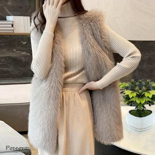 ファーベスト レディース フェイク ジレベスト 秋冬 ボアコート ベスト アウター 前開 おしゃれ ...