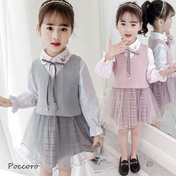 女の子 秋服 ワンピース セットアップ 女児用 刺繍 長袖 卒園式 入学式 卒業式 発表会 結婚式 ...