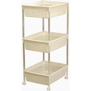 平和工業 バスケットワゴン３段（IV） アイボリー 組み立て簡単 ワゴン 空間の友好活用 キッチンや...