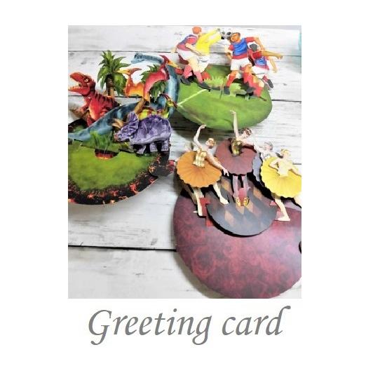 ３Dポツプアップカード  ３６０度楽しめる組み立てカード　バレエ　サッカー　恐竜の３種　EDピルエッ...