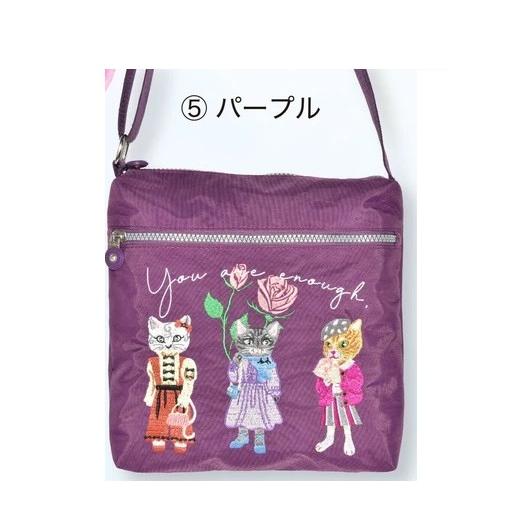 SALE!! 22％off ネコ刺繍ショルダーバック　収納ポケット多数　